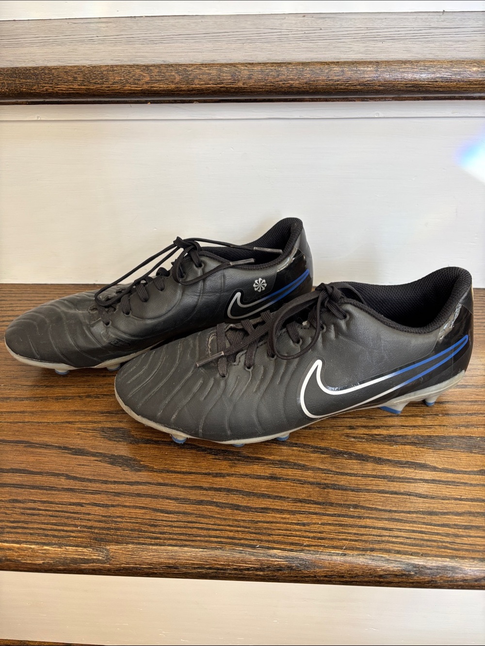 Nike Tiempo Black and Purple Soccer Cleats